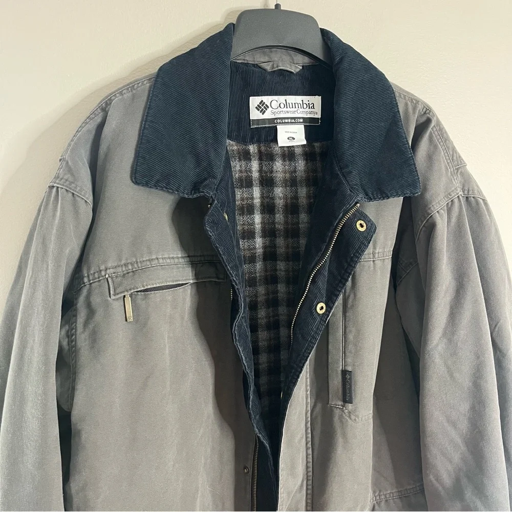 Columbia Size XL Men's Barn Coat Insulated Corduroy Collar Denim Chore Grey - Picture 2 of 9